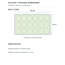 DPT9/18O — rysunek wymiarowy całej paletki; dostępne wymiary nominalne DPT9/18O — rysunek wymiarowy całej paletki; dostępne wymiary nominalne