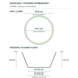 Rysunek wymiarowy — wymiary z Relacji produktów, rzut i przekrój Rysunek wymiarowy — wymiary z Relacji produktów, rzut i przekrój