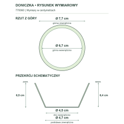Rysunek wymiarowy — wymiary z Relacji produktów, rzut i przekrój Rysunek wymiarowy — wymiary z Relacji produktów, rzut i przekrój
