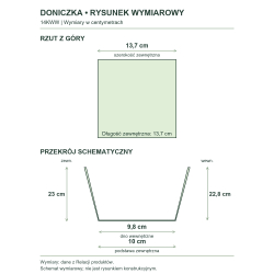 Rysunek wymiarowy — wymiary z Relacji produktów, rzut i przekrój Rysunek wymiarowy — wymiary z Relacji produktów, rzut i przekrój