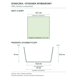 Rysunek wymiarowy — wymiary z Relacji produktów, rzut i przekrój Rysunek wymiarowy — wymiary z Relacji produktów, rzut i przekrój