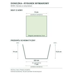 Rysunek wymiarowy — wymiary z Relacji produktów, rzut i przekrój Rysunek wymiarowy — wymiary z Relacji produktów, rzut i przekrój