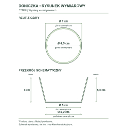 Rysunek wymiarowy — wymiary z Relacji produktów, rzut i przekrój Rysunek wymiarowy — wymiary z Relacji produktów, rzut i przekrój