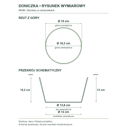 Rysunek wymiarowy — wymiary z Relacji produktów, rzut i przekrój Rysunek wymiarowy — wymiary z Relacji produktów, rzut i przekrój