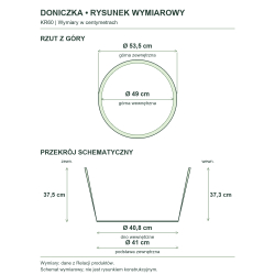Rysunek wymiarowy — wymiary z Relacji produktów, rzut i przekrój Rysunek wymiarowy — wymiary z Relacji produktów, rzut i przekrój