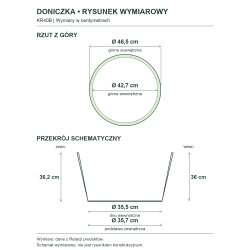 Rysunek wymiarowy — wymiary z Relacji produktów, rzut i przekrój Rysunek wymiarowy — wymiary z Relacji produktów, rzut i przekrój