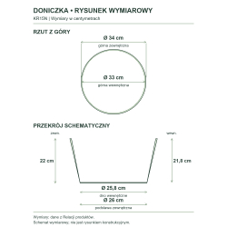 Rysunek wymiarowy — wymiary z Relacji produktów, rzut i przekrój Rysunek wymiarowy — wymiary z Relacji produktów, rzut i przekrój