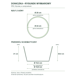 Rysunek wymiarowy — wymiary z Relacji produktów, rzut i przekrój Rysunek wymiarowy — wymiary z Relacji produktów, rzut i przekrój