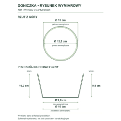 Rysunek wymiarowy — wymiary z Relacji produktów, rzut i przekrój Rysunek wymiarowy — wymiary z Relacji produktów, rzut i przekrój