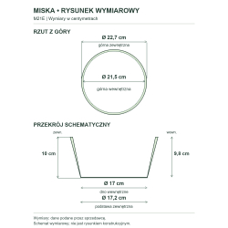 Rysunek wymiarowy — rzut z góry i przekrój, wymiary z Relacji produktów Rysunek wymiarowy — rzut z góry i przekrój, wymiary z Relacji produktów