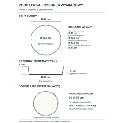 P40TC — rysunek wymiarowy i dobór podstawy doniczki z co najmniej 1 cm luzu na stronę P40TC — rysunek wymiarowy i dobór podstawy doniczki z co najmniej 1 cm luzu na stronę