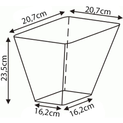 doniczka produkcyjna kwadratowa 21x21/23,5cm - 7L
