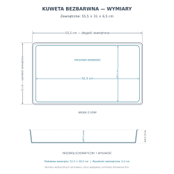 Kuweta pod doniczkopalety 32,5 × 56 cm × 6,5 cm wys. – bezbarwna, wzmacniana Kuweta pod doniczkopalety 32,5 × 56 cm × 6,5 cm wys. – bezbarwna, wzmacniana