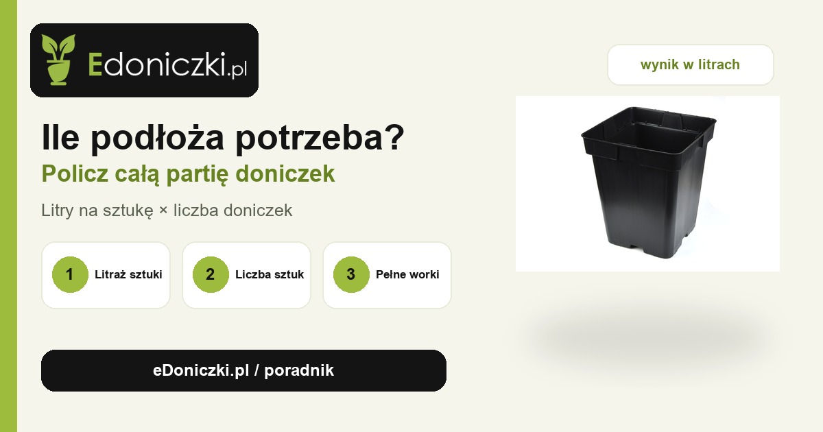 Jak policzyć ilość podłoża dla całej partii doniczek?