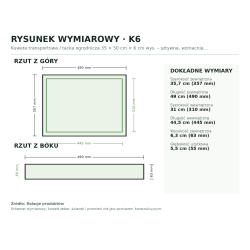 Rysunek wymiarowy: rzut z góry i z boku Rysunek wymiarowy: rzut z góry i z boku