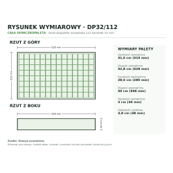 Rysunek wymiarowy całej doniczkopalety: rzut z góry i z boku Rysunek wymiarowy całej doniczkopalety: rzut z góry i z boku