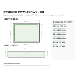 Rysunek wymiarowy: rzut z góry i z boku Rysunek wymiarowy: rzut z góry i z boku