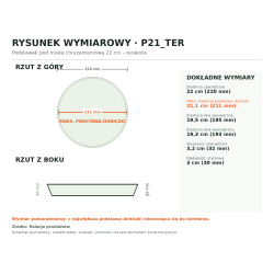 Rysunek wymiarowy: maksymalna podstawa doniczki mieszcząca się do kołnierza Rysunek wymiarowy: maksymalna podstawa doniczki mieszcząca się do kołnierza