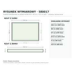 Rysunek wymiarowy: rzut z góry i z boku Rysunek wymiarowy: rzut z góry i z boku